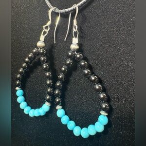 Black Onyx and Sleeping Beauty Turquoise Dangles